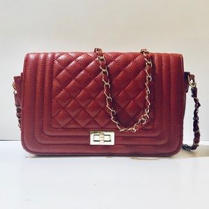 Red Quilted Crossbody Bag